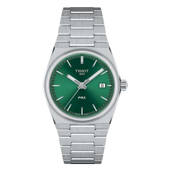 Tissot Unisex Quartz Swiss Made Silver Stainless Steel Green Dial 35mm Watch T137.210.11.081.00 UAE DUBAI AJMAN SHARJAH ABU DHABI RAS AL KHAIMA UMM UL QUWAIN ALAIN FUJAIRAH