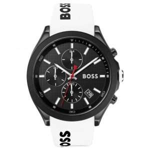 Hugo Boss Men’s Quartz White Silicone Strap Black Dial 44mm Watch 1513718 UAE DUBAI AJMAN SHARJAH ABU DHABI RAS AL KHAIMA UMM UL QUWAIN ALAIN FUJAIRAH