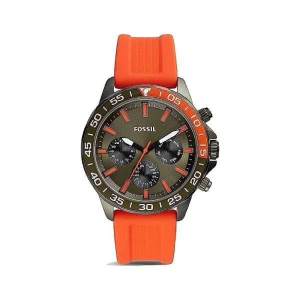 Fossil Men’s Quartz Orange Silicone Strap Orange Dial 45mm Watch BQ2500 UAE DUBAI AJMAN SHARJAH ABU DHABI RAS AL KHAIMA UMM UL QUWAIN ALAIN FUJAIRAH