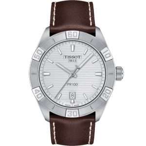 TISSOT Men’s Swiss Made Quartz Brown Leather Strap Silver Dial 42mm Watch T101.610.16.031.00 UAE DUBAI AJMAN SHARJAH ABU DHABI RAS AL KHAIMA UMM UL QUWAIN ALAIN FUJAIRAH