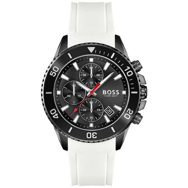 Hugo Boss Men’s Quartz White Silicone Strap Black Dial 45mm Watch 1513966 UAE DUBAI AJMAN SHARJAH ABU DHABI RAS AL KHAIMA UMM UL QUWAIN ALAIN FUJAIRAH