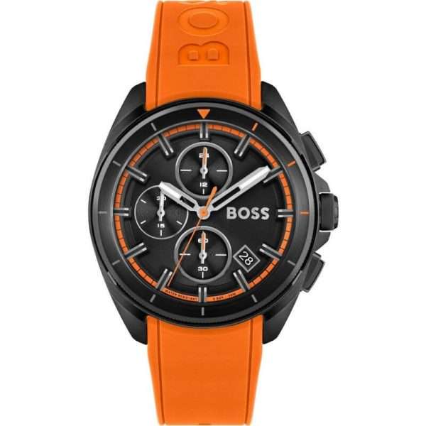 Hugo Boss Men’s Quartz Orange Silicone Strap Black Dial 44mm Watch 1513957 UAE DUBAI AJMAN SHARJAH ABU DHABI RAS AL KHAIMA UMM UL QUWAIN ALAIN FUJAIRAH