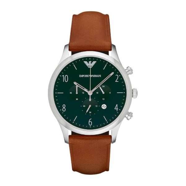 Emporio Armani Men’s Quartz Brown Leather Strap Green Dial 43mm Watch AR1941 UAE DUBAI AJMAN SHARJAH ABU DHABI RAS AL KHAIMA UMM UL QUWAIN ALAIN FUJAIRAH