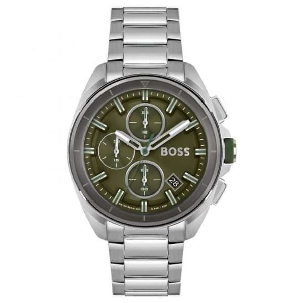 Hugo Boss Men’s Quartz Silver Stainless Steel Green Dial 44mm Watch 1513951 UAE DUBAI AJMAN SHARJAH ABU DHABI RAS AL KHAIMA UMM UL QUWAIN ALAIN FUJAIRAH