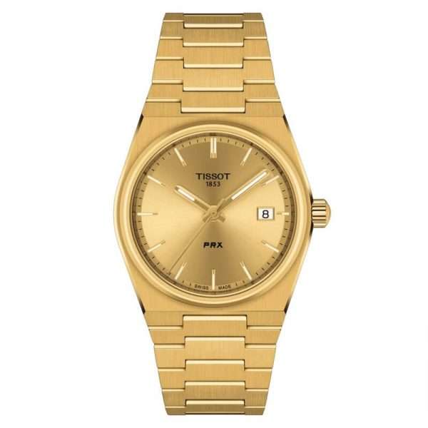 Tissot Unisex Quartz Swiss Made Gold Stainless Steel Gold Dial 35mm Watch T137.210.33.021.00 UAE DUBAI AJMAN SHARJAH ABU DHABI RAS AL KHAIMA UMM UL QUWAIN ALAIN FUJAIRAH