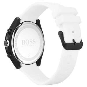 Hugo Boss Men’s Quartz White Silicone Strap Black Dial 44mm Watch 1513718 UAE DUBAI AJMAN SHARJAH ABU DHABI RAS AL KHAIMA UMM UL QUWAIN ALAIN FUJAIRAH