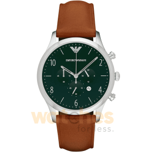 Emporio Armani Men’s Quartz Brown Leather Strap Green Dial 43mm Watch AR1941 UAE DUBAI AJMAN SHARJAH ABU DHABI RAS AL KHAIMA UMM UL QUWAIN ALAIN FUJAIRAH