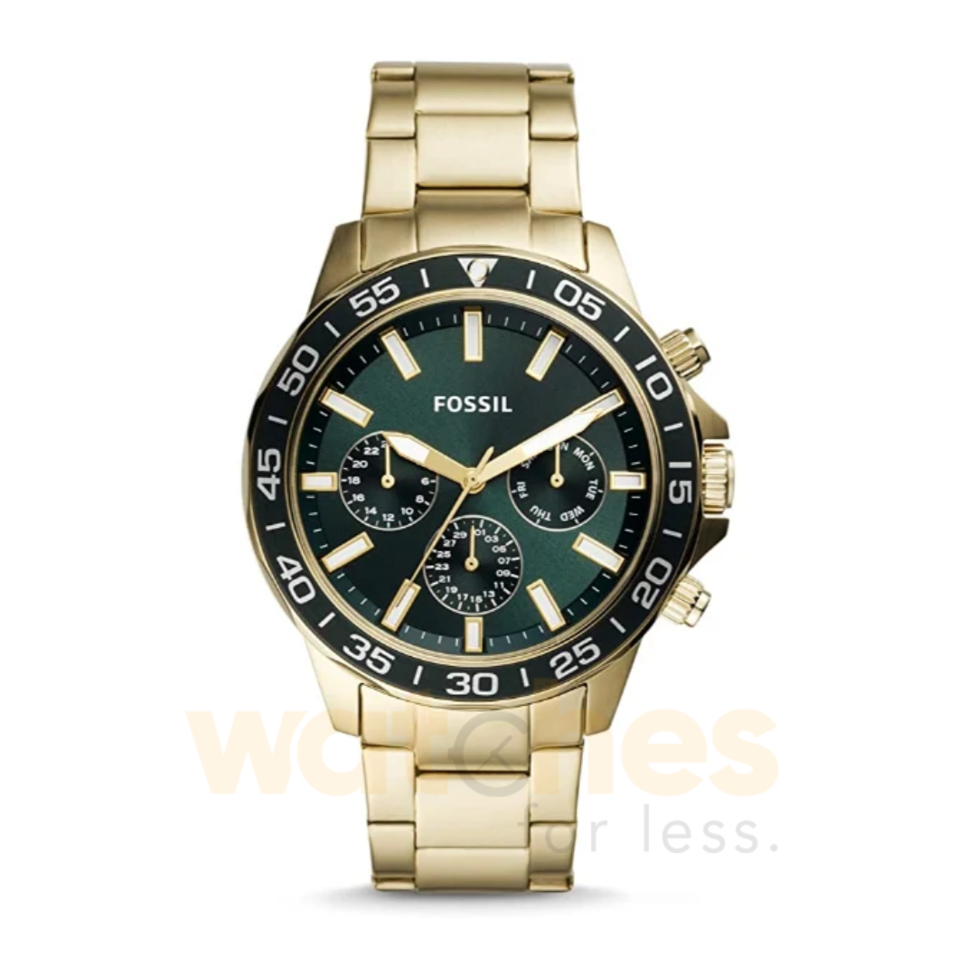 Fossil Men’s Chronograph Quartz Gold Stainless Steel Green Dial 45mm Watch BQ2493 (Shelf Leftover)