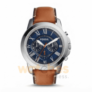 Fossil Men’s Quartz Leather Strap Navy Blue Dial 44mm Watch FS5210 (Shelf Leftover)