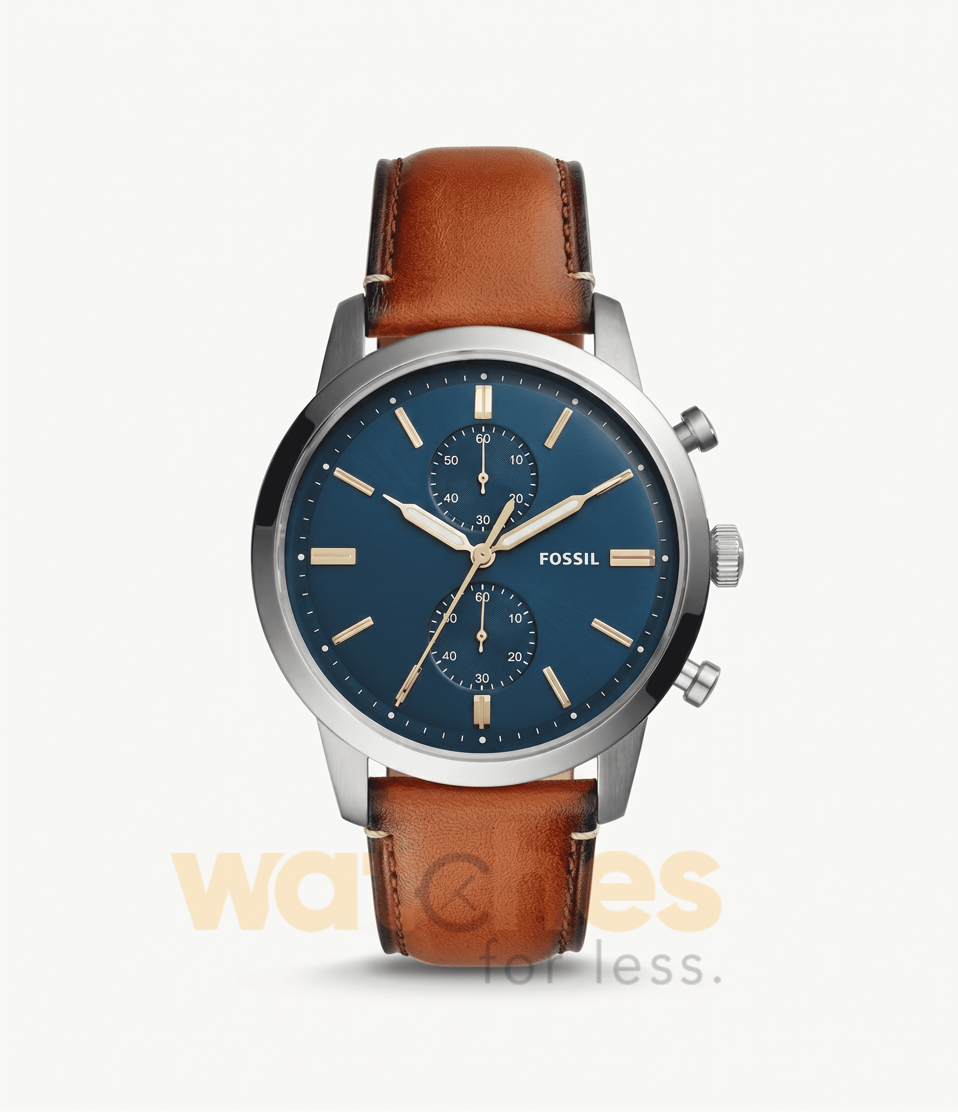 Fossil Men’s Quartz Leather Strap Blue Dial 44mm Watch FS5279