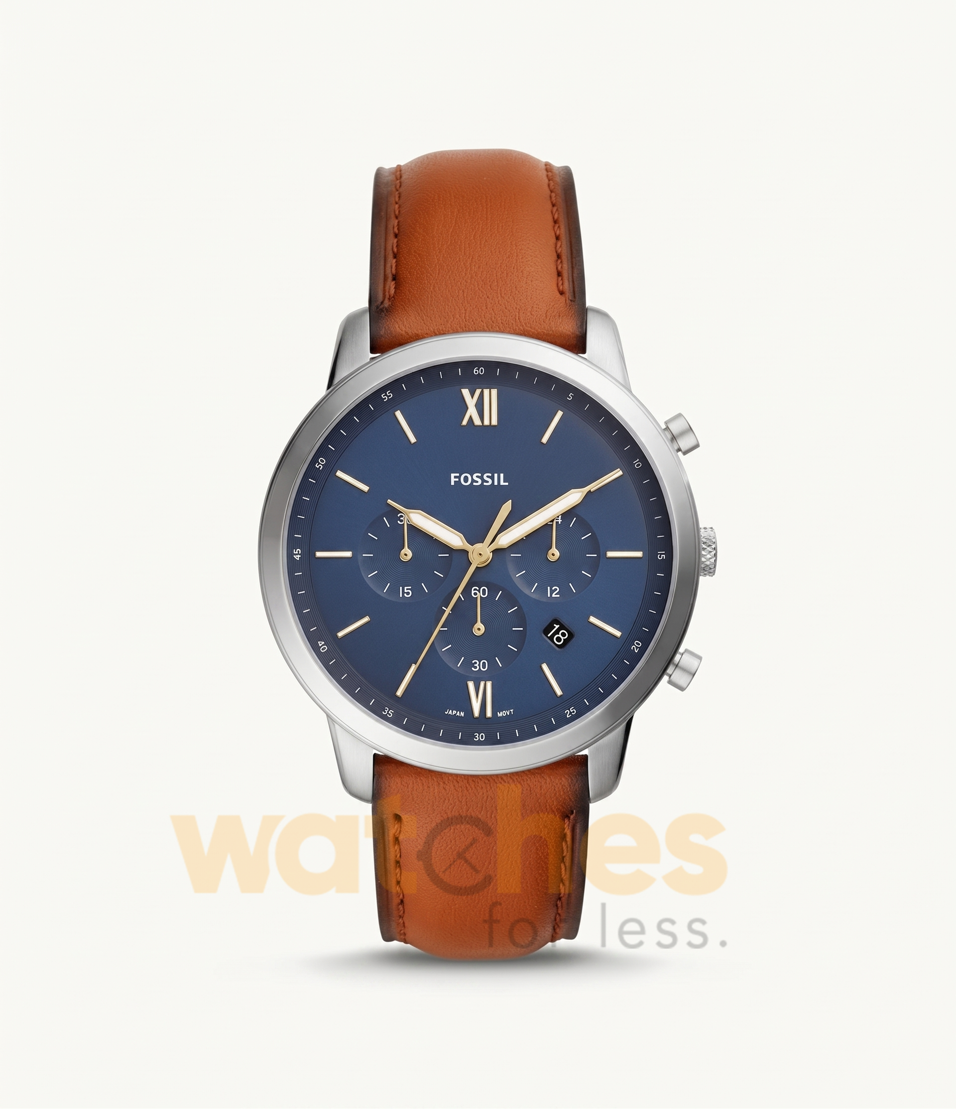 Fossil Men’s Quartz Leather Strap Blue Dial 44mm Watch FS5453