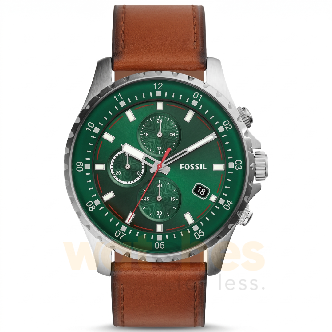 Fossil Men’s Quartz Leather Strap Green Dial 48mm Watch FS5734 UAE DUBAI AJMAN SHARJAH ABU DHABI RAS AL KHAIMA UMM UL QUWAIN ALAIN FUJAIRAH
