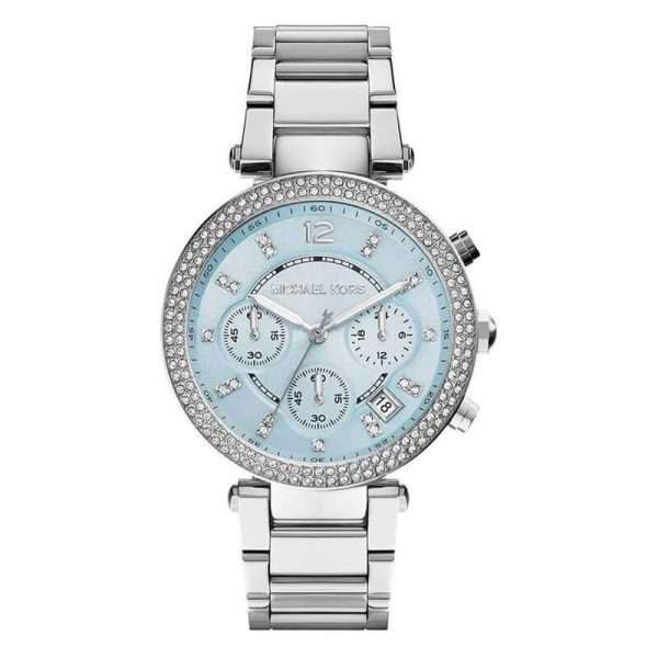 Michael Kors Women’s Quartz Silver Stainless Steel Sky Blue Dial 39mm Watch MK6104 UAE DUBAI AJMAN SHARJAH ABU DHABI RAS AL KHAIMA UMM UL QUWAIN ALAIN FUJAIRAH