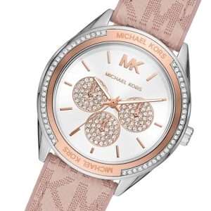 Michael Kors Women’s Quartz Pink Silicone & Leather Strap Silver Dial 40mm Watch MK7206 UAE DUBAI AJMAN SHARJAH ABU DHABI RAS AL KHAIMA UMM UL QUWAIN ALAIN FUJAIRAH
