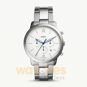 Fossil Men’s Quartz Silver Stainless Steel White Dial 44mm Watch FS5433
