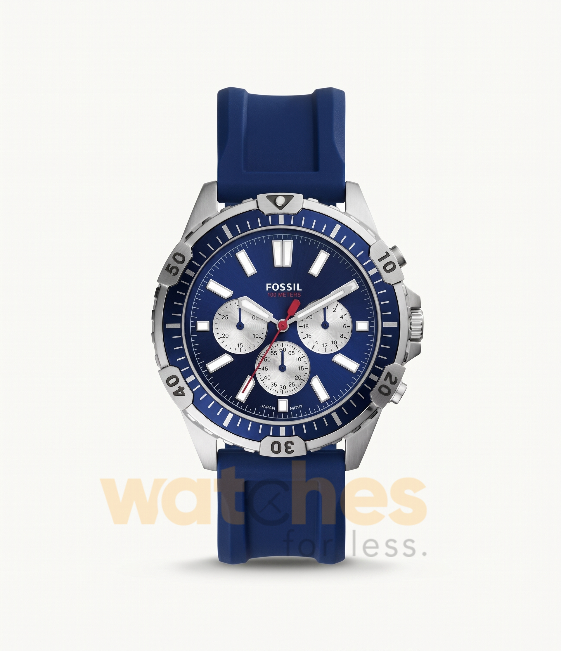 Fossil Men’s Quartz Silicone Strap Blue Dial 44mm Watch FS5709