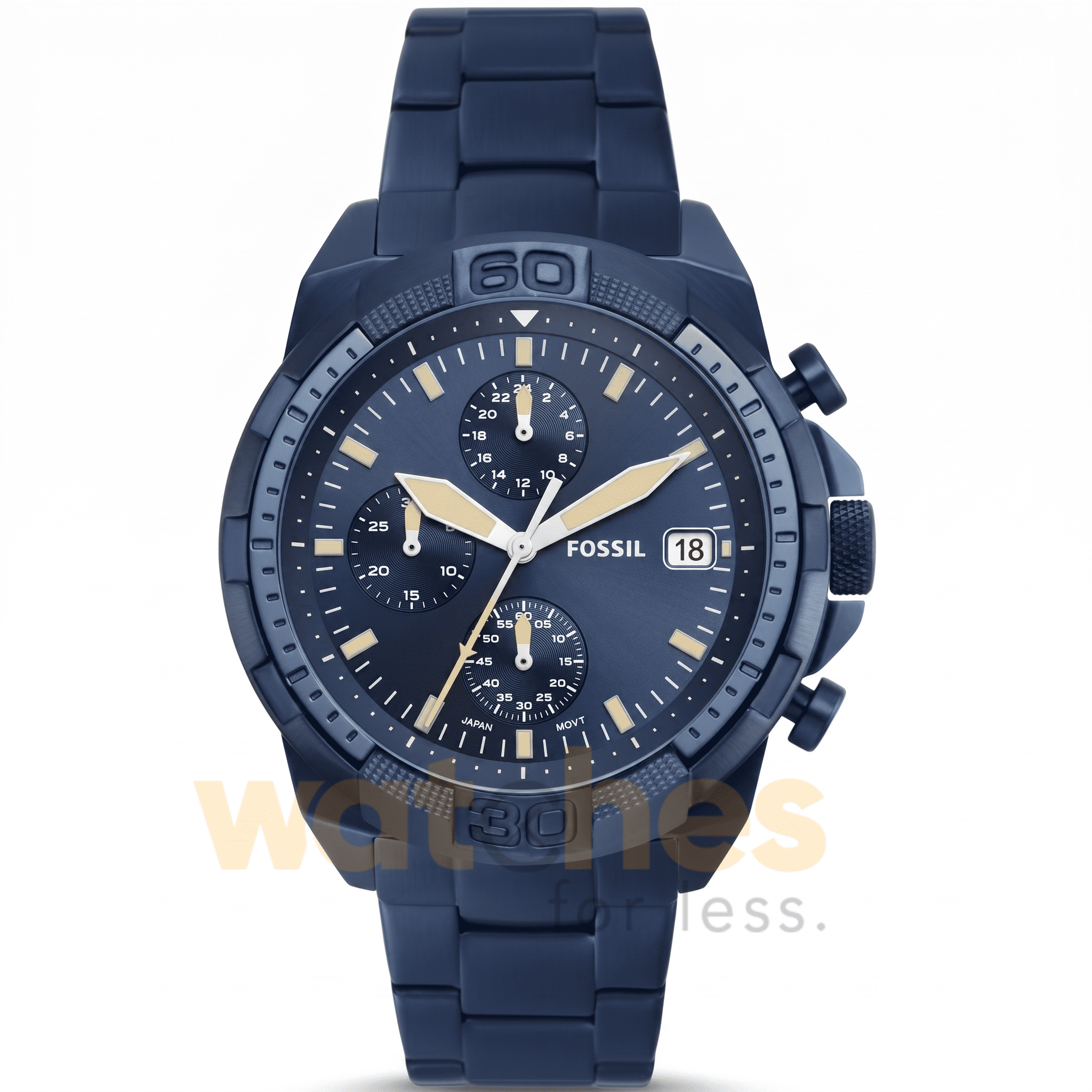 Fossil Men’s Quartz Blue Stainless Steel Blue Dial 44mm Watch FS5916