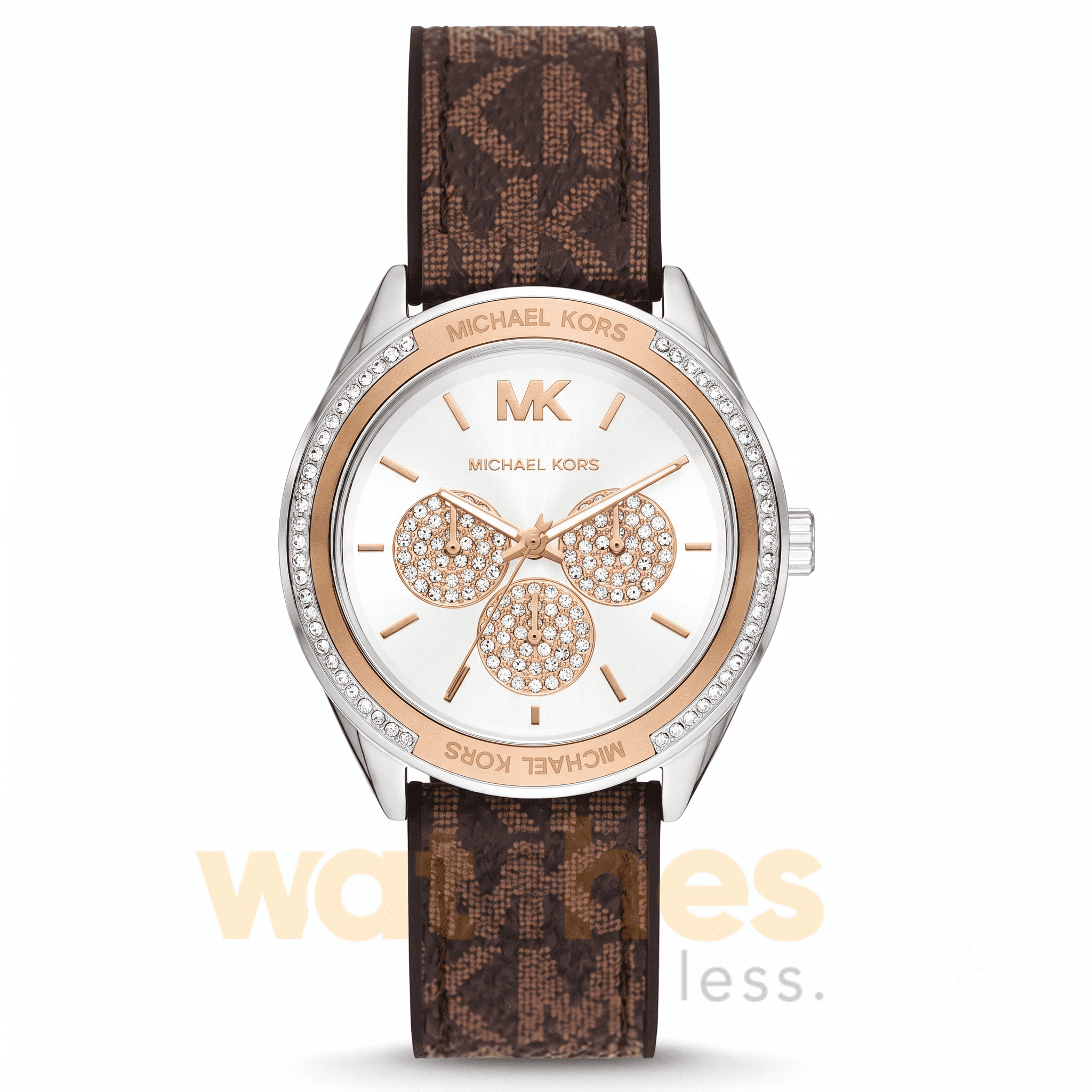 Michael Kors Women’s Quartz Brown Silicone & Leather Strap Silver Dial 40mm Watch MK7205 UAE DUBAI AJMAN SHARJAH ABU DHABI RAS AL KHAIMA UMM UL QUWAIN ALAIN FUJAIRAH