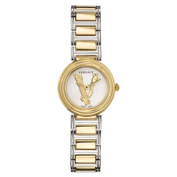 Versace Women’s Quartz Swiss Made Two-tone Stainless Steel White Dial 28mm Watch VET300721 UAE DUBAI AJMAN SHARJAH ABU DHABI RAS AL KHAIMA UMM UL QUWAIN ALAIN FUJAIRAH