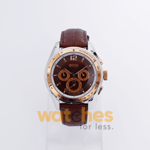 Hugo Boss Men’s Quartz Brown Leather Strap Brown Dial 46mm Watch 1512515