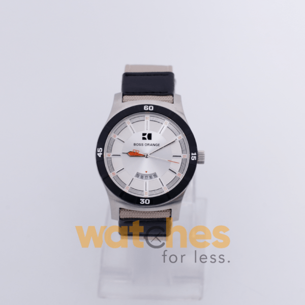Hugo Boss Men’s Quartz Sand Nylon Strap Silver Dial 44mm Watch 1512532