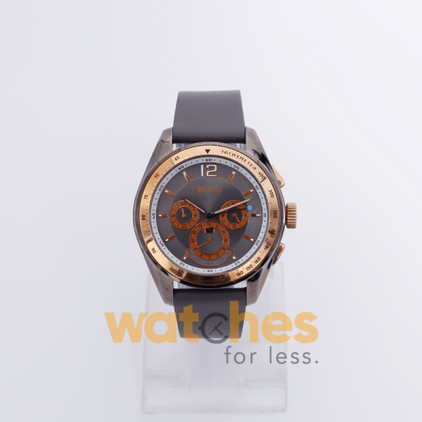 Hugo Boss Men’s Quartz Grey Leather Strap Grey Dial 46mm Watch 1512517