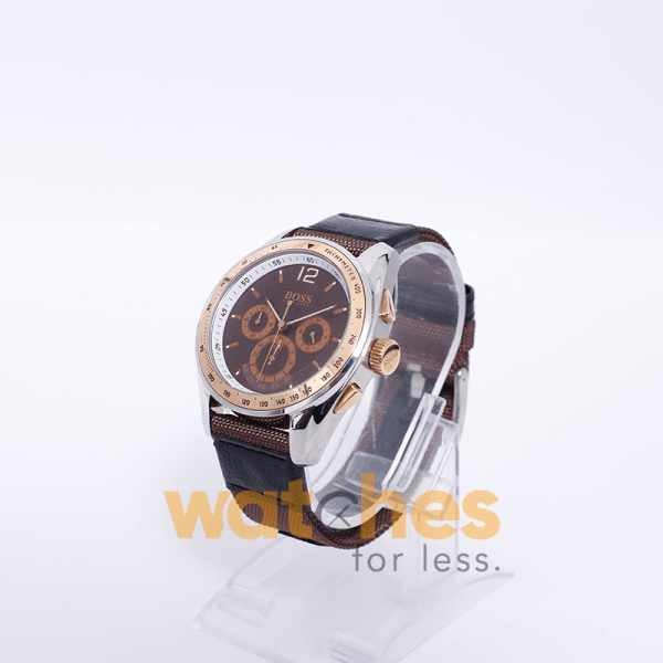 Hugo Boss Men’s Quartz Brown Nylon Strap Brown Dial 46mm Watch 1512515/3