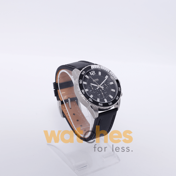 Hugo Boss Men’s Quartz Black Leather Strap Black Dial 44mm Watch 1512804/3