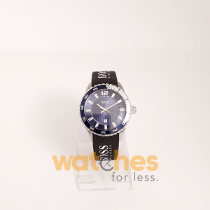 Hugo Boss Men’s Quartz Black Silicone Strap Blue Dial 45mm Watch 1512887