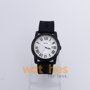Hugo Boss Men’s Quartz Black Silicone Strap Silver White Dial 40mm Watch 1512715/3