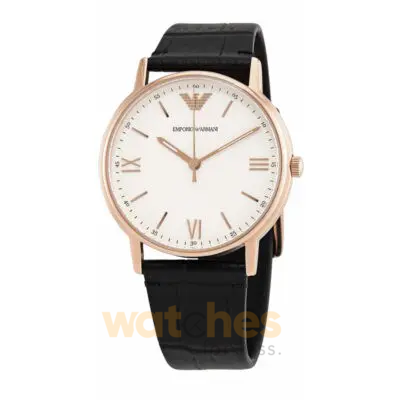 Emporio Armani Men’s Quartz Black Leather Strap White Dial 41mm Watch AR80015M (Without Tag)