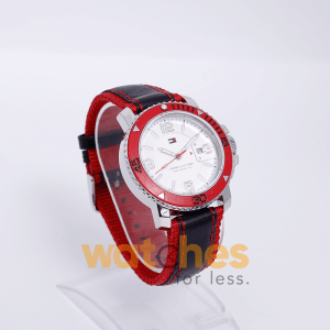 Tommy Hilfiger Men’s Quartz Black Red Nylone Strap White Dial 43mm Watch TH701140768 UAE DUBAI AJMAN SHARJAH ABU DHABI RAS AL KHAIMA UMM UL QUWAIN ALAIN FUJAIRAH