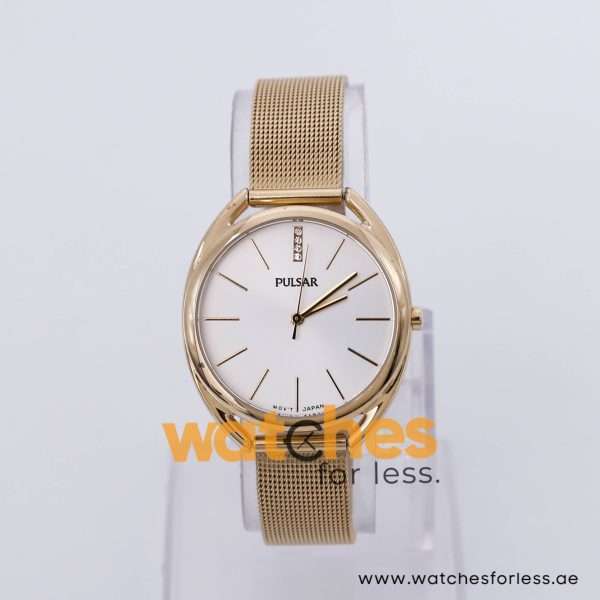 Pulsar Women’s Quartz Gold Stainless Steel Silver Sunray Dial 34mm Watch PG2038X9