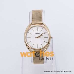 Pulsar Women’s Quartz Gold Stainless Steel Silver Sunray Dial 34mm Watch PG2038X9