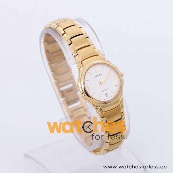 Pulsar Women’s Quartz Gold Stainless Steel Silver White Dial 25mm Watch PYA188X1