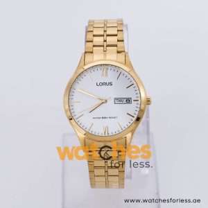 Lorus Men’s Quartz Gold Stainless Steel White Dial 37mm Watch RXN02DX9