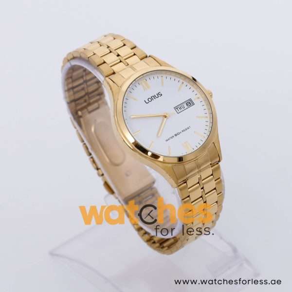 Lorus Men’s Quartz Gold Stainless Steel White Dial 37mm Watch RXN02DX9