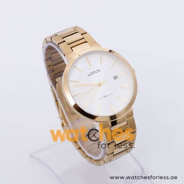 Lorus Men’s Quartz Gold Stainless Steel White Dial 42mm Watch RS988CX9