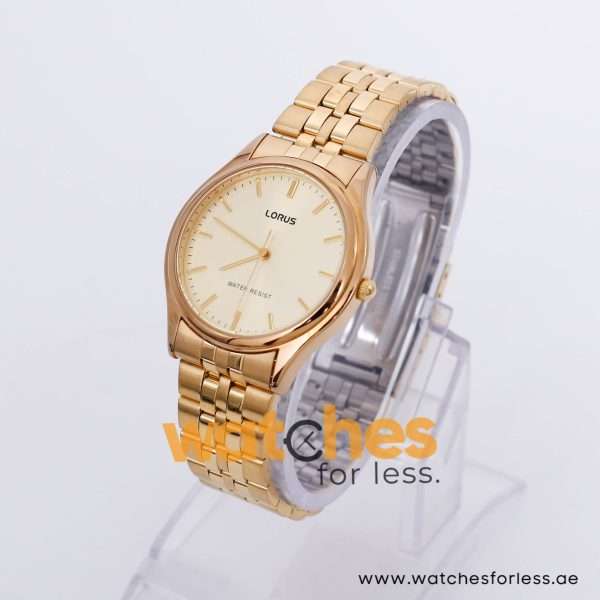 Lorus Men’s Quartz Gold Stainless Steel Gold Dial 35mm Watch RRS34JX9