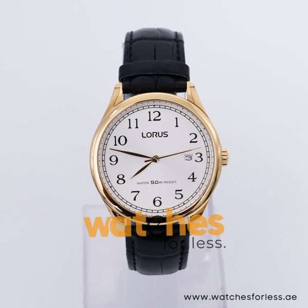 Lorus Men’s Quartz Black Leather Strap White Dial 41mm Watch RS920DX9