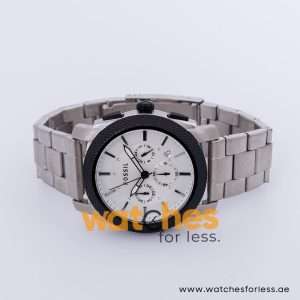 Fossil Men’s Quartz Silver Stainless Steel White Dial 45mm Watch FS4616