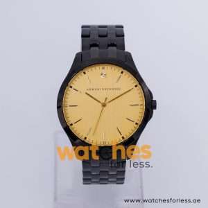 Armani Exchange Men’s Quartz Black Stainless Steel Gold Dial 46mm Watch AX2147