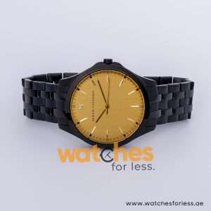 Armani Exchange Men’s Quartz Black Stainless Steel Gold Dial 46mm Watch AX2147