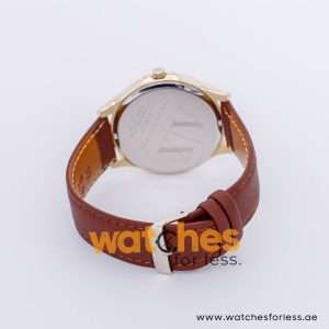 Armani Exchange Men’s Quartz Brown Leather Strap Gold Dial 46mm Watch AX2147