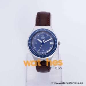 Swatch Men’s Swiss Made Brown Leather Strap Blue Dial 37mm Watch YGS4013AG UAE DUBAI AJMAN SHARJAH ABU DHABI RAS AL KHAIMA UMM UL QUWAIN ALAIN FUJAIRAH