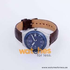 Swatch Men’s Swiss Made Brown Leather Strap Blue Dial 37mm Watch YGS4013AG UAE DUBAI AJMAN SHARJAH ABU DHABI RAS AL KHAIMA UMM UL QUWAIN ALAIN FUJAIRAH
