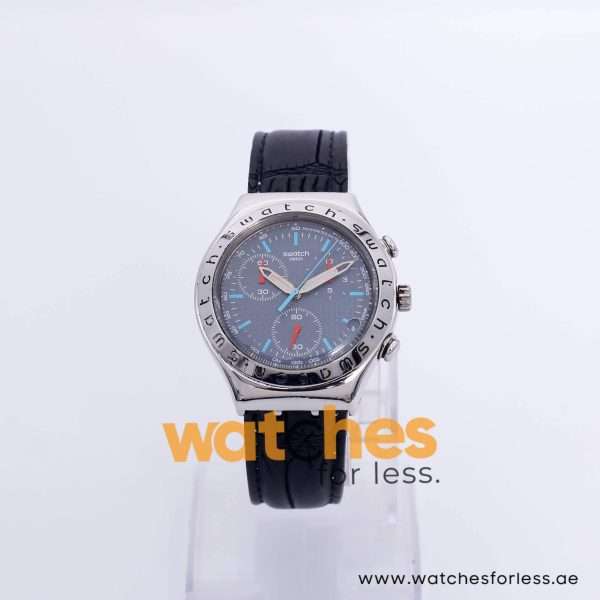 Swatch Men’s Swiss Made Black Leather Strap Light Blue Dial 40mm Watch YCS236 UAE DUBAI AJMAN SHARJAH ABU DHABI RAS AL KHAIMA UMM UL QUWAIN ALAIN FUJAIRAH