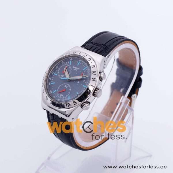 Swatch Men’s Swiss Made Black Leather Strap Light Blue Dial 40mm Watch YCS236 UAE DUBAI AJMAN SHARJAH ABU DHABI RAS AL KHAIMA UMM UL QUWAIN ALAIN FUJAIRAH