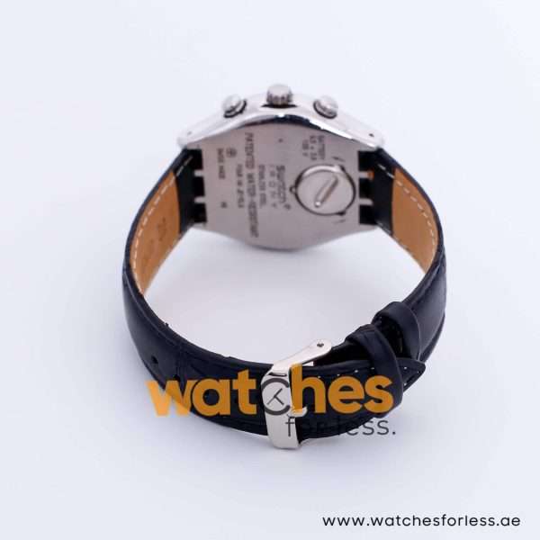 Swatch Men’s Swiss Made Black Leather Strap Light Blue Dial 40mm Watch YCS236 UAE DUBAI AJMAN SHARJAH ABU DHABI RAS AL KHAIMA UMM UL QUWAIN ALAIN FUJAIRAH