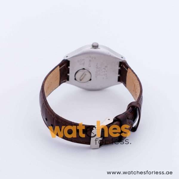 Swatch Men’s Swiss Made Quartz Brown Leather Strap White Dial 37mm Watch YGS713G UAE DUBAI AJMAN SHARJAH ABU DHABI RAS AL KHAIMA UMM UL QUWAIN ALAIN FUJAIRAH